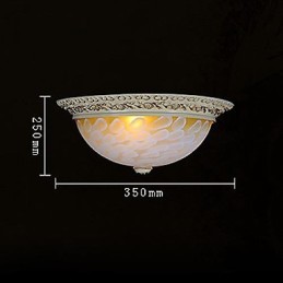 White Flush Mount Light Pattern Glass Resin Gold Carving European Classic