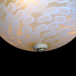 White Flush Mount Light Pattern Glass Resin Gold Carving European Classic