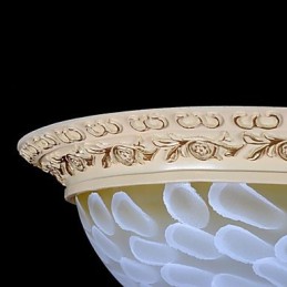 White Flush Mount Light Pattern Glass Resin Gold Carving European Classic