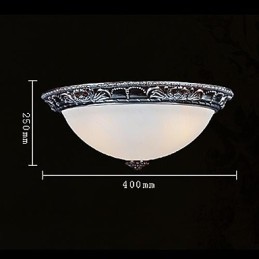 Flush Mount Light Glass Resin Silver Carving Retro European Classic