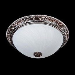 Flush Mount Light Glass Resin Silver Carving Retro European Classic