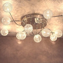 G4 12 light Iron Flush Mount Light with Aluminum Shades