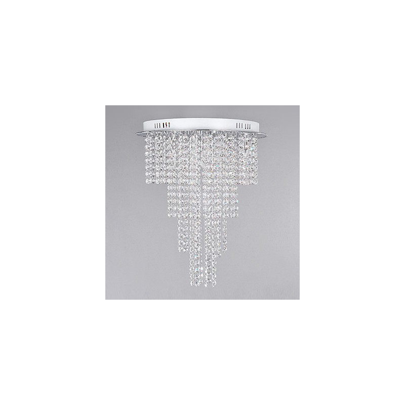 Crystal Flush Mount 8 Light Contemporary Metal Electroplating