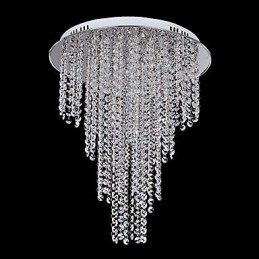Crystal Flush Mount 8 Light Contemporary Metal Electroplating