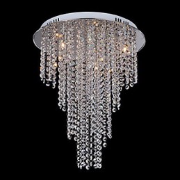 Crystal Flush Mount 8 Light Contemporary Metal Electroplating