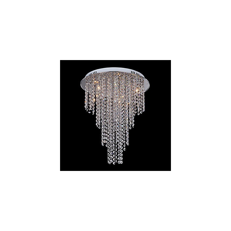 Crystal Flush Mount 8 Light Contemporary Metal Electroplating