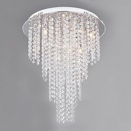 Crystal Flush Mount 8 Light Contemporary Metal Electroplating