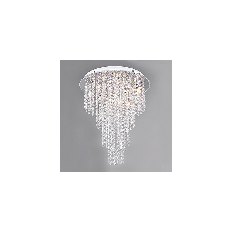 Crystal Flush Mount 8 Light Contemporary Metal Electroplating