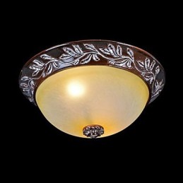 Flush Mount Light White Yellow Glass Resin Silver Carving European Classic