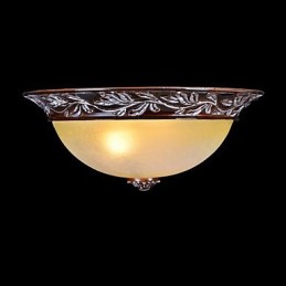 Flush Mount Light White Yellow Glass Resin Silver Carving European Classic