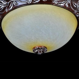 Flush Mount Light White Yellow Glass Resin Silver Carving European Classic