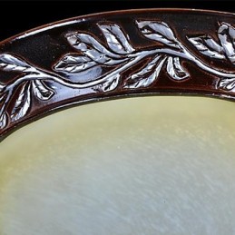 Flush Mount Light White Yellow Glass Resin Silver Carving European Classic