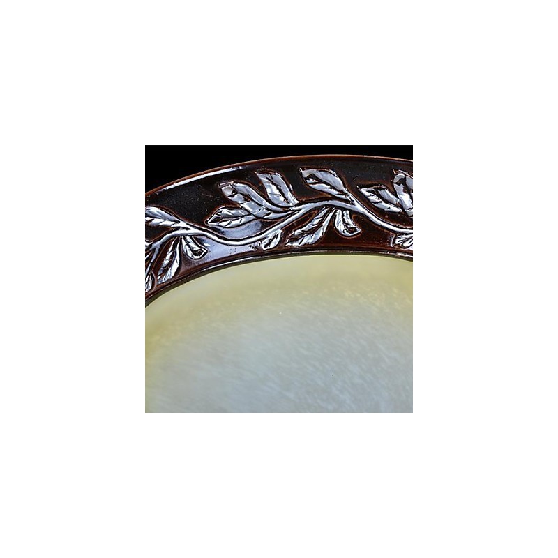 Flush Mount Light White Yellow Glass Resin Silver Carving European Classic