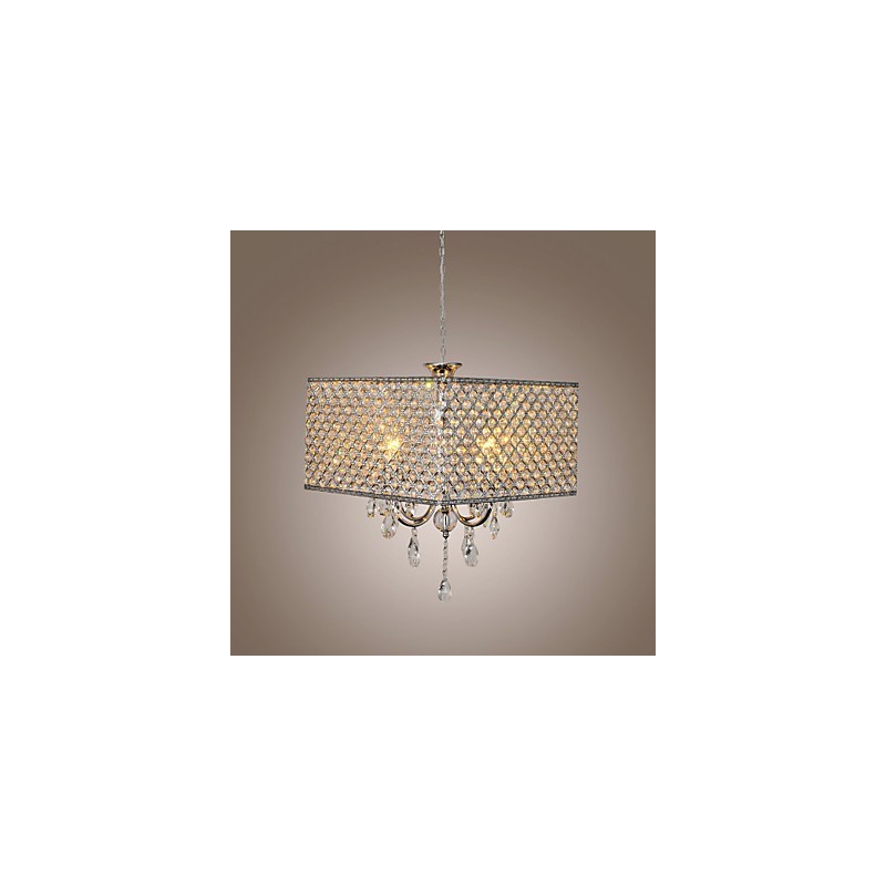 Modern Contemporary Drum Crystal Painting Metal Chandelier