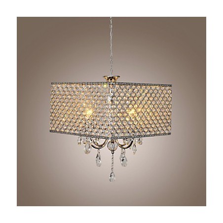 Modern Contemporary Drum Crystal Painting Metal Chandelier