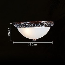 Flush Mount Light Glass Resin Silver Carving European Classic