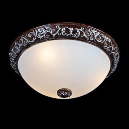 Flush Mount Light Glass Resin Silver Carving European Classic