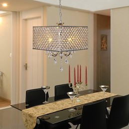Modern Contemporary Drum Crystal Painting Metal Chandelier