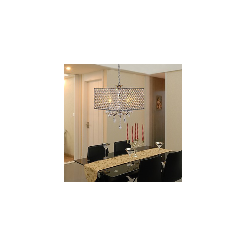 Modern Contemporary Drum Crystal Painting Metal Chandelier