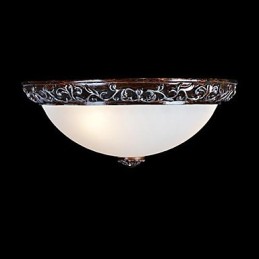 Flush Mount Light Glass Resin Silver Carving European Classic