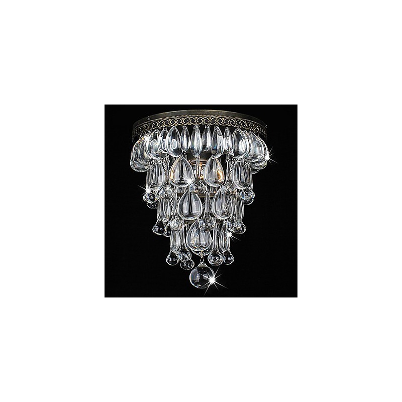 Crystal Flush Mount 1 Light Vintage Iron Electroplating