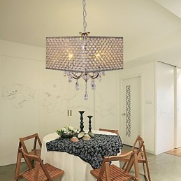 Modern Contemporary Drum Crystal Painting Metal Chandelier