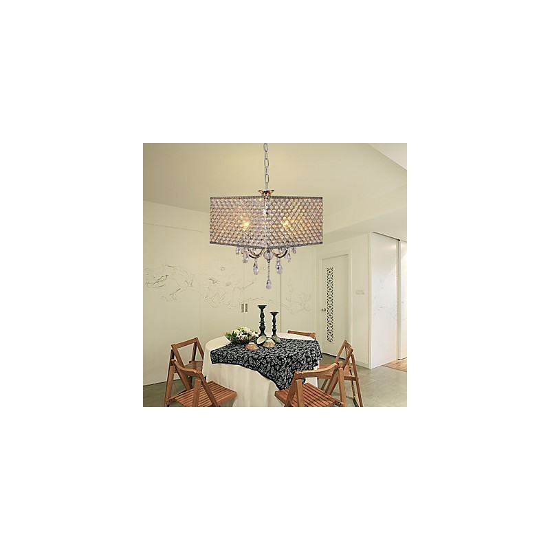 Modern Contemporary Drum Crystal Painting Metal Chandelier