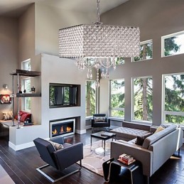 Modern Contemporary Drum Crystal Painting Metal Chandelier