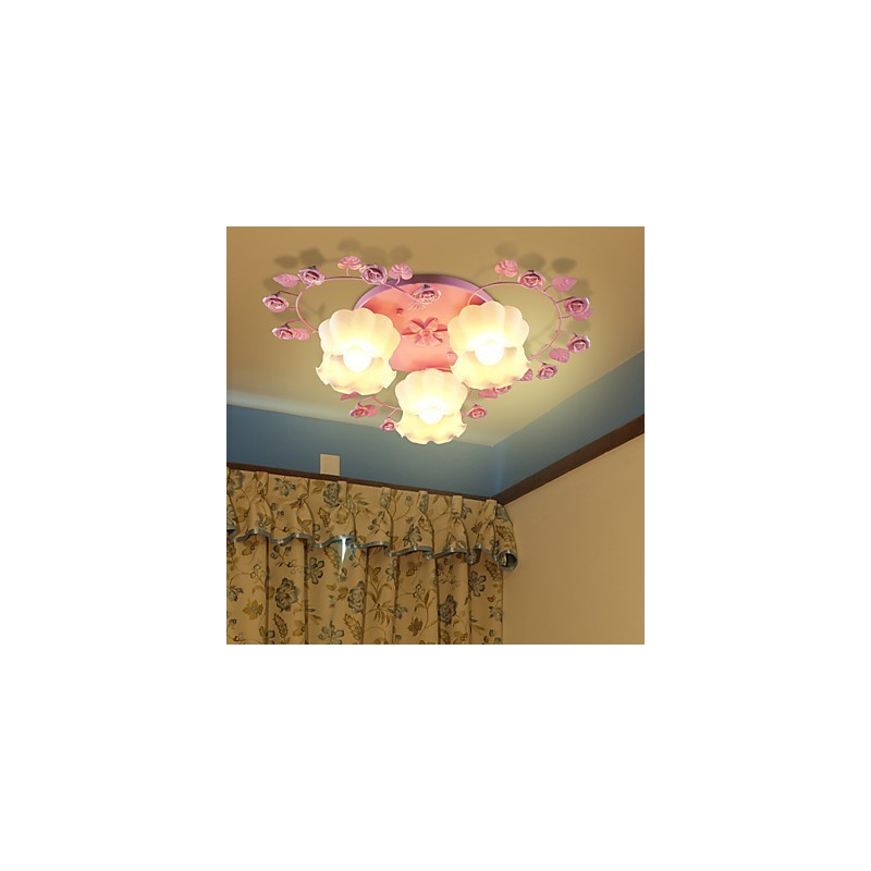 Creative Lamp Lamp Contracted Rural Sweet Pink Rose 3 Absorb Dome Light