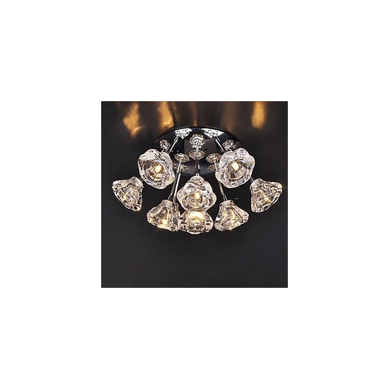 Modern Contemporary Rustic Lodge Chrome Metal Flush Mount