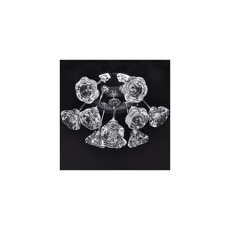 Modern Contemporary Rustic Lodge Chrome Metal Flush Mount