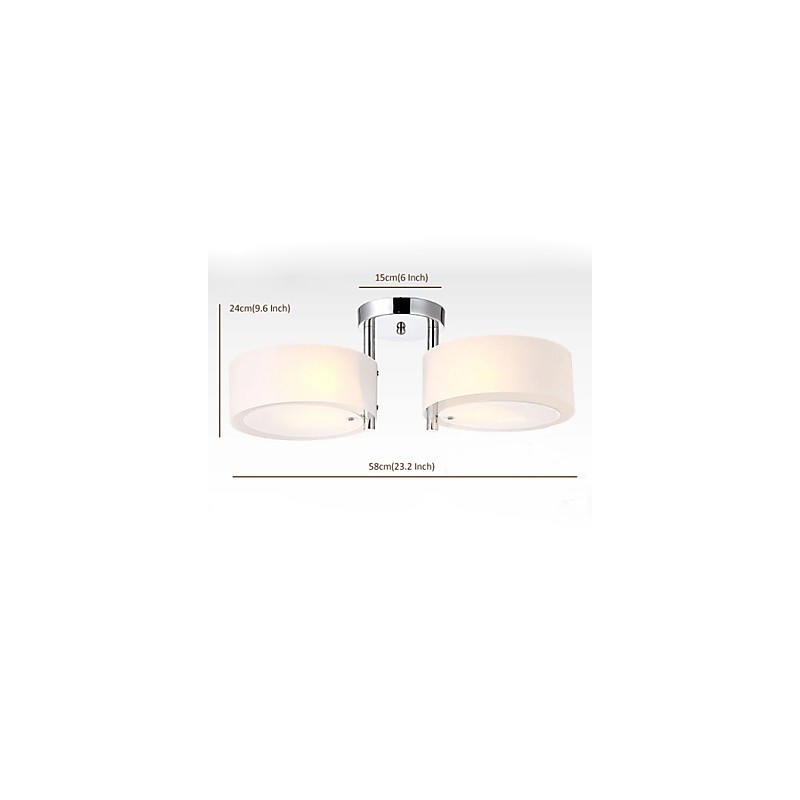 Flush Mount Modern Contemporary 2 Lights Ceiling Light Metal