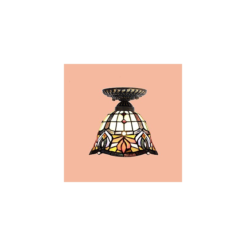 European Rural Creative Arts Stained Glass Absorb Dome Lamp Light