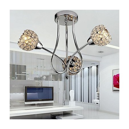 Modern Contemporary Traditional Classic Crystal Electroplated Metal Pendant Light Flush Mount