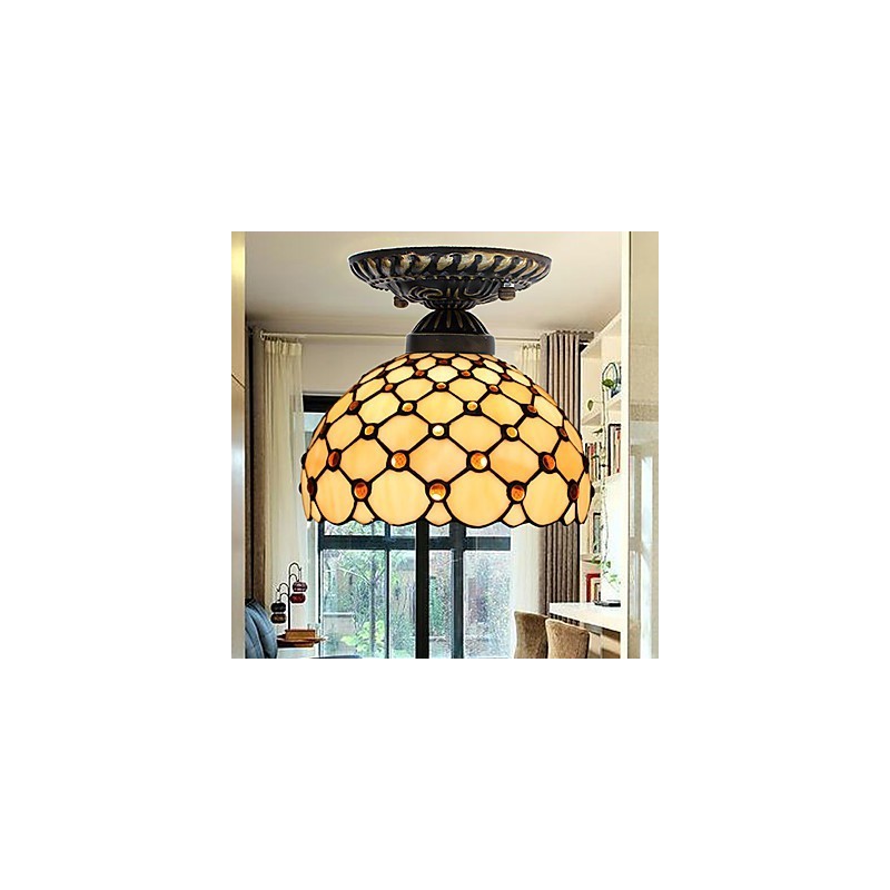 European Rural Creative Arts Stained Glass Absorb Dome Lamp Light