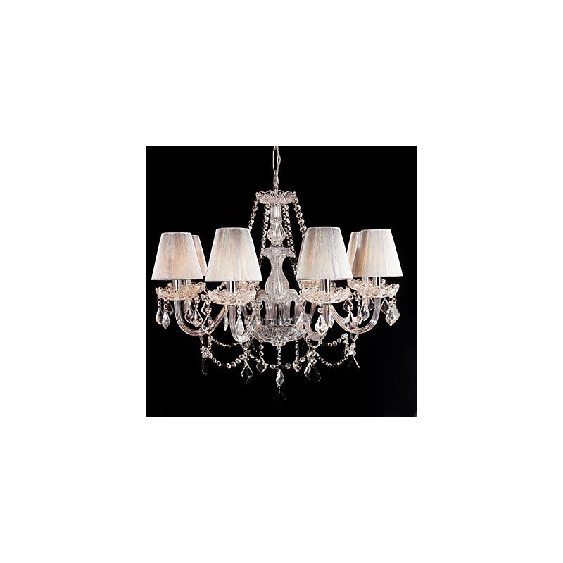 Chandelier Crystal Luxury Modern Living 8 Lights with Fabric Shade
