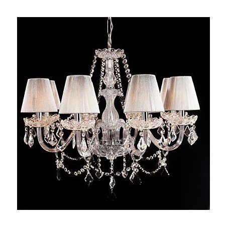 Chandelier Crystal Luxury Modern Living 8 Lights with Fabric Shade