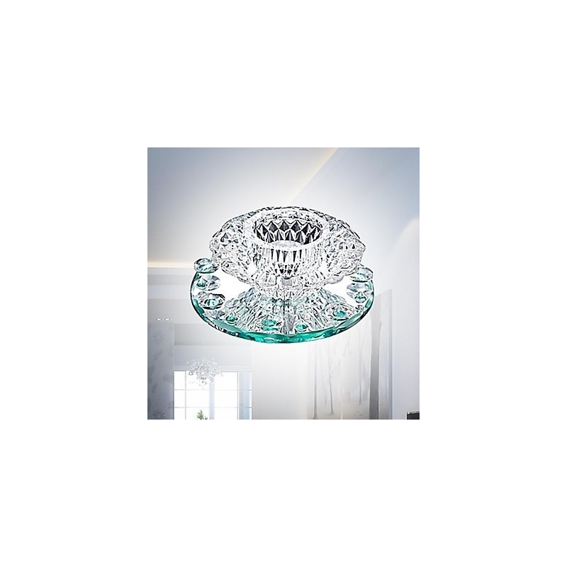 Modern Contemporary Crystal Mini Style Chrome Metal Flush Mount