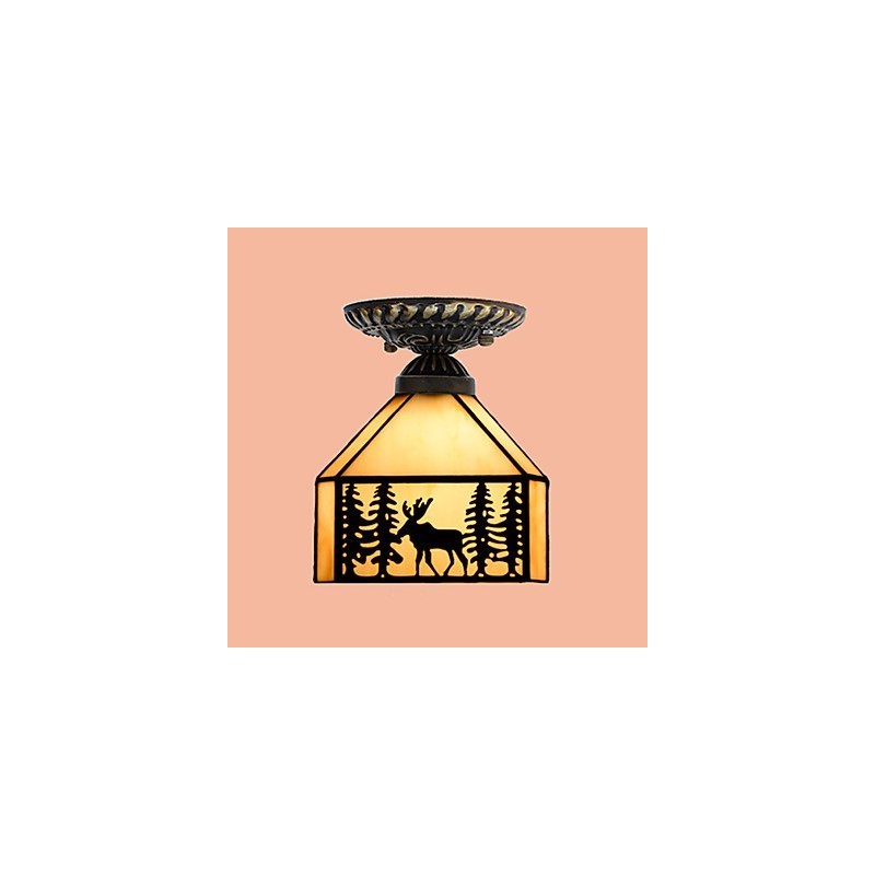 Christmas European Rural Creative Arts Stained Glass Absorb Dome Lamp Light