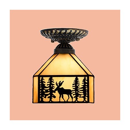 Christmas European Rural Creative Arts Stained Glass Absorb Dome Lamp Light