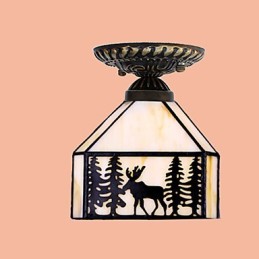 Christmas European Rural Creative Arts Stained Glass Absorb Dome Lamp Light