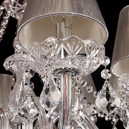 Chandelier Crystal Luxury Modern Living 8 Lights with Fabric Shade