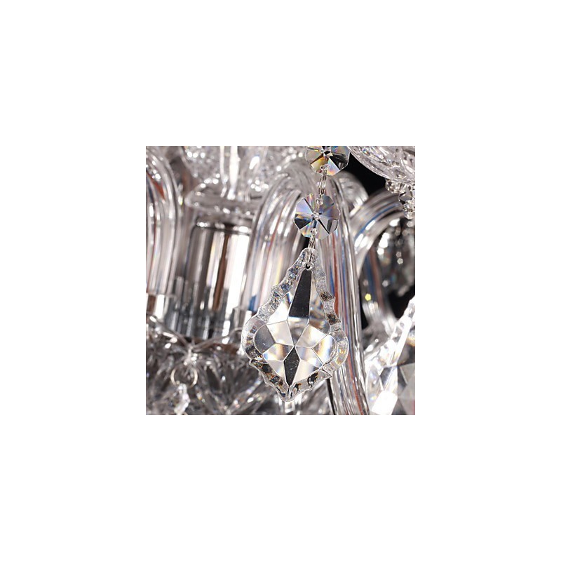 Chandelier Crystal Luxury Modern Living 8 Lights with Fabric Shade