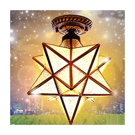 European Rural Creative Arts Stained Glass Stars To Absorb Dome Lamp Light