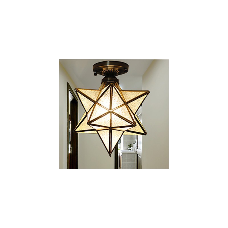 European Rural Creative Arts Stained Glass Stars To Absorb Dome Lamp Light