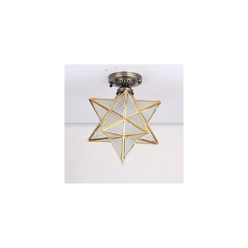 European Rural Creative Arts Stained Glass Stars To Absorb Dome Lamp Light