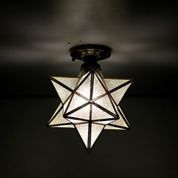 European Rural Creative Arts Stained Glass Stars To Absorb Dome Lamp Light