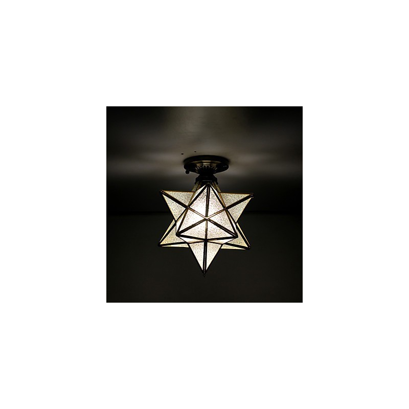European Rural Creative Arts Stained Glass Stars To Absorb Dome Lamp Light