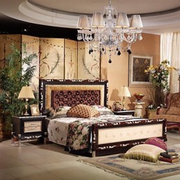 Chandelier Crystal Luxury Modern Living 8 Lights with Fabric Shade