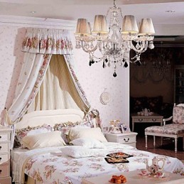 Chandelier Crystal Luxury Modern Living 8 Lights with Fabric Shade